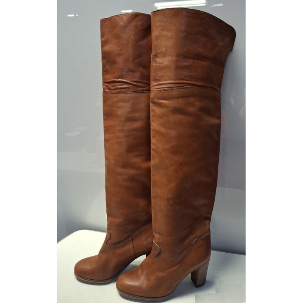 Vintage 1970's Italian Leather Boots Over the Knee-Size 7 Made In Italy *READ*